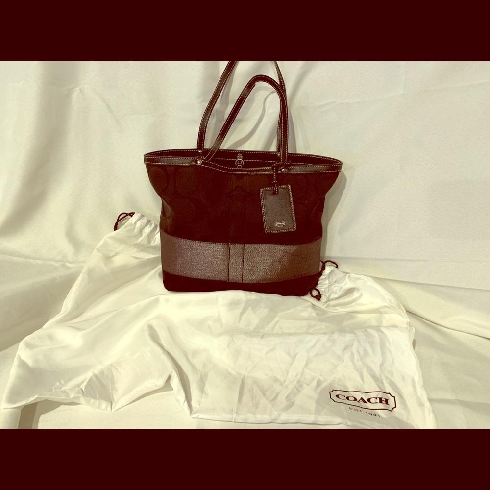Authentic Coach Stripe Weekender Bag